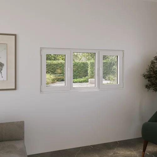 Aluminum Triple Window 66x32" - 2 Casements + Picture Center