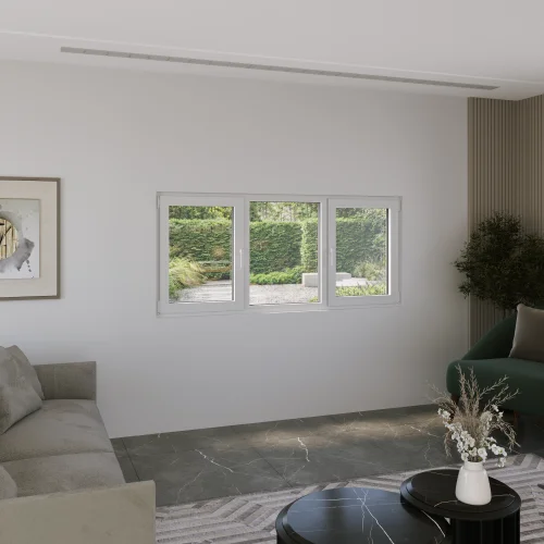 Aluminum Triple Window 86x42" - 2 Casements + Picture Center