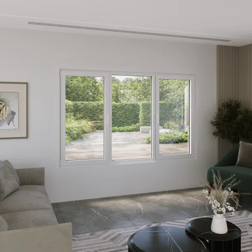 Aluminum Triple Window 94x66" - 2 Casements + Picture Center