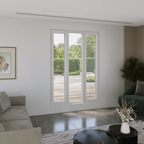Aluminum Triple Window 66x80" - 2 Casements + Picture Center