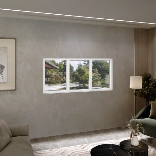 Aluminum Triple Picture Window 76x38" - Three Fixed Panels
