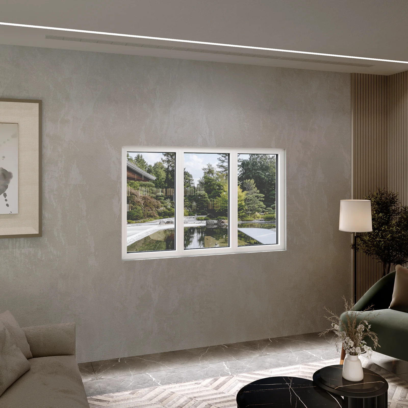 Aluminum Triple Picture Window 72x40 - Three Fixed Panels - DiVetro