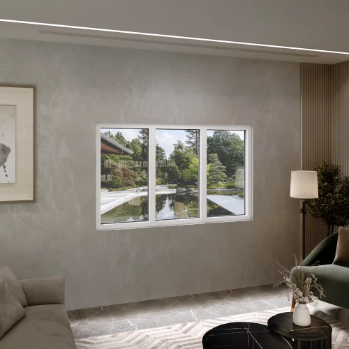 Aluminum Triple Picture Window 82x54" - Three Fixed Panels