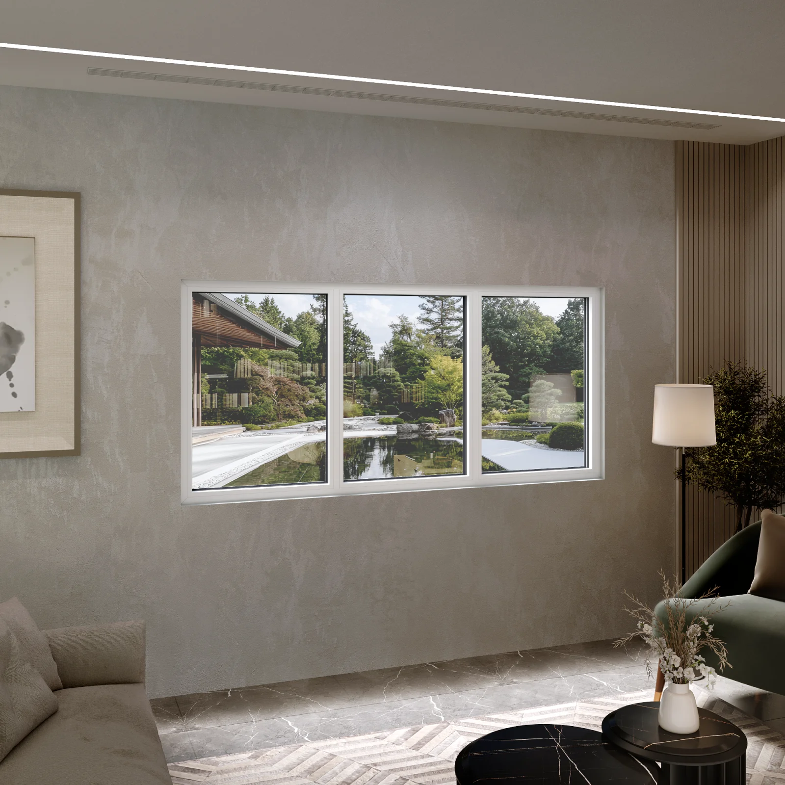 Aluminum Triple Picture Window 94x58 - Three Fixed Panels - DiVetro