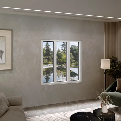 Aluminum Triple Picture Window 70x62" - Three Fixed Panels