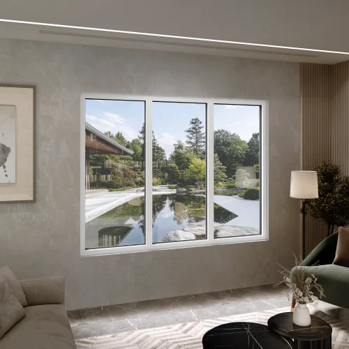 Aluminum Triple Picture Window 94x72" - Three Fixed Panels