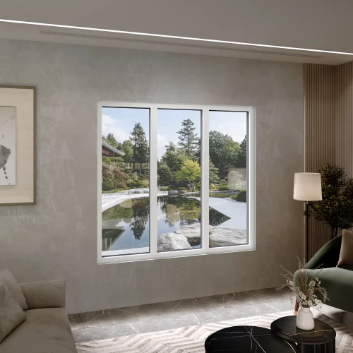 Aluminum Triple Picture Window 72x76" - Three Fixed Panels