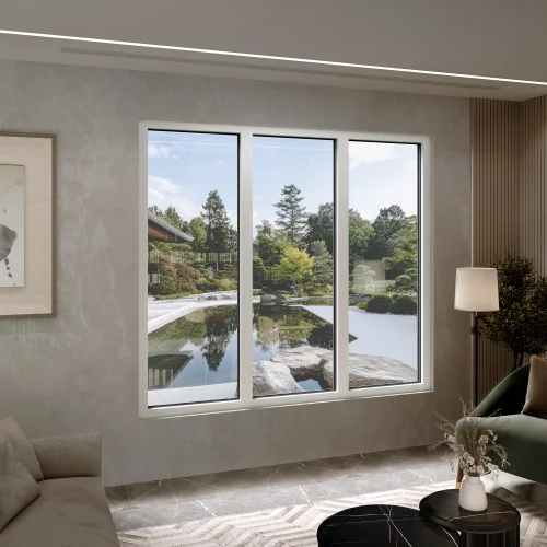 Aluminum Triple Picture Window 74x82" - Three Fixed Panels