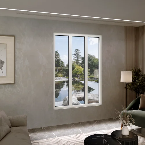 Aluminum Triple Picture Window 64x84" - Three Fixed Panels