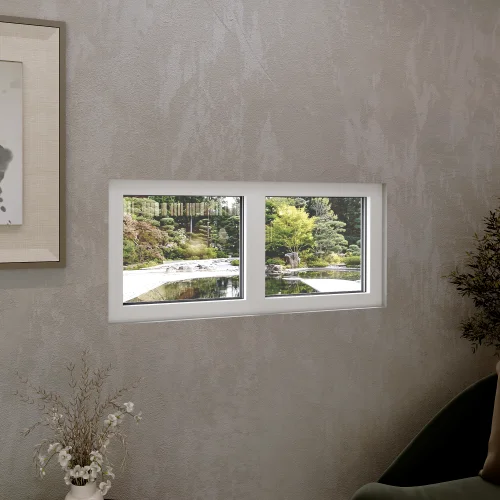 Aluminum Double Picture Window 44x24" - Two Fixed Panels