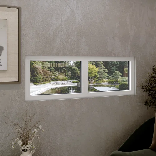 Aluminum Double Picture Window 58x24" - Two Fixed Panels