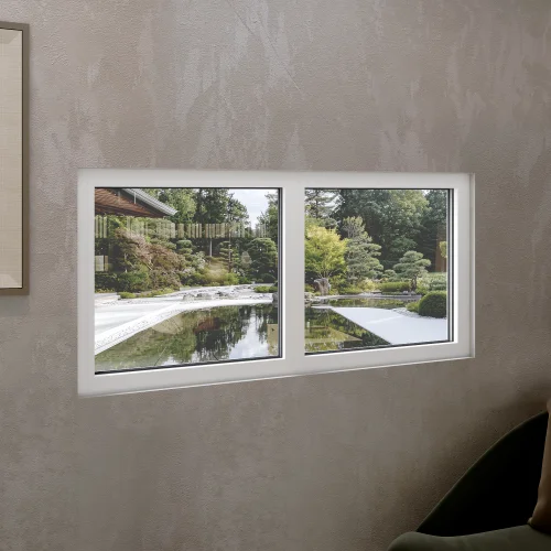 Aluminum Double Picture Window 62x24" - Two Fixed Panels