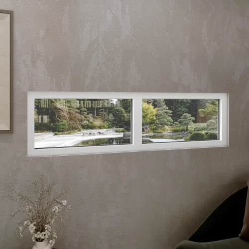 Aluminum Double Picture Window 68x24" - Two Fixed Panels