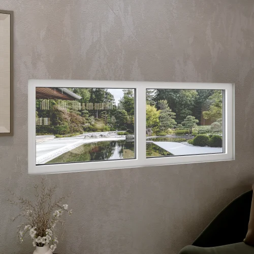 Aluminum Double Picture Window 70x28" - Two Fixed Panels