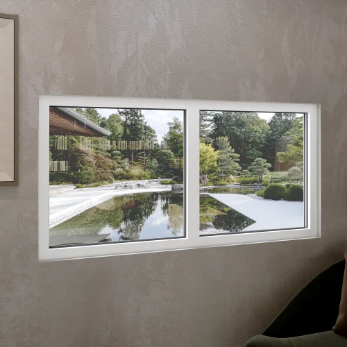 Aluminum Double Picture Window 70x40" - Two Fixed Panels