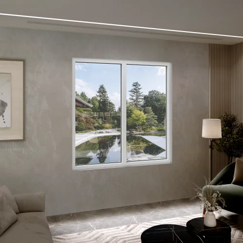 Aluminum Double Picture Window 72x68" - Two Fixed Panels