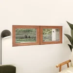 Oak Wood Double Picture Window 50x20" - Two Fixed Panels — thumbnail 1