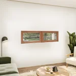 Oak Wood Double Picture Window 66x22" - Two Fixed Panels — thumbnail 1