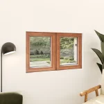 Oak Wood Double Picture Window 44x28" - Two Fixed Panels — thumbnail 1