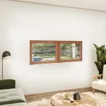 Oak Wood Double Picture Window 72x28" - Two Fixed Panels — thumbnail 1