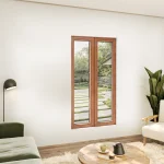 Oak Wood Double Picture Window 50x74" - Two Fixed Panels — thumbnail 1