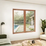 Oak Wood Double Picture Window 70x76" - Two Fixed Panels — thumbnail 1