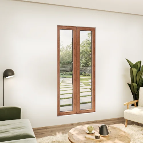 Oak Wood Double Picture Window 46x84" - Two Fixed Panels
