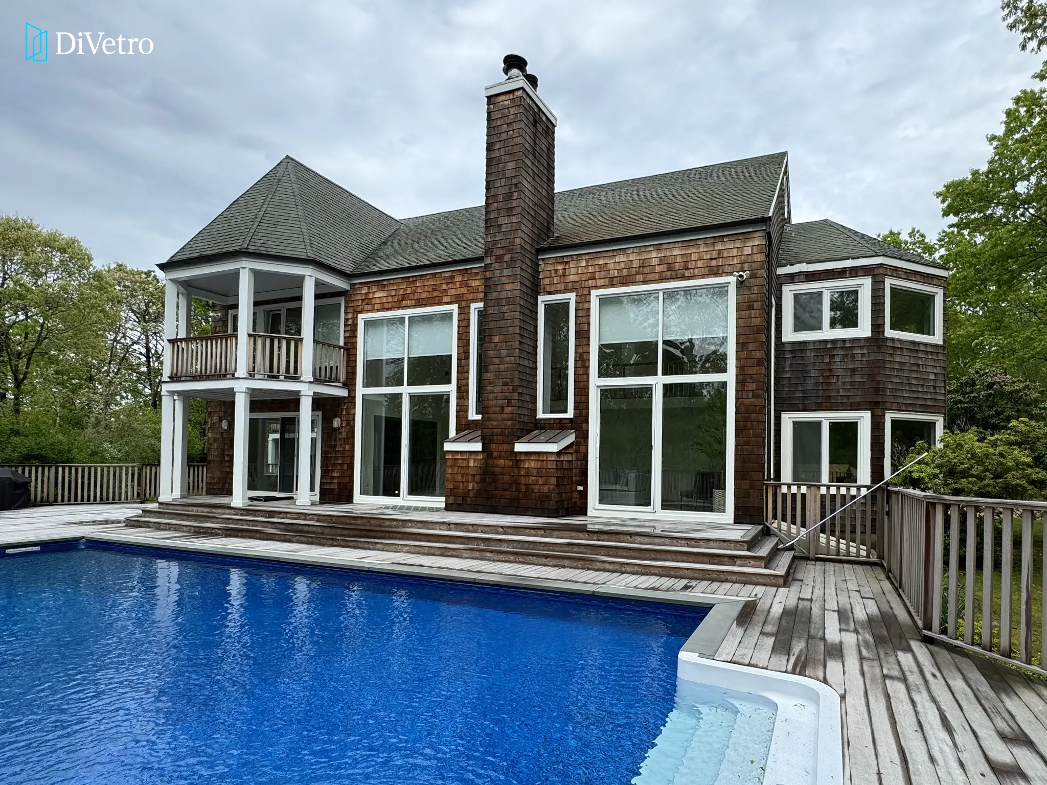 Real project — European windows in a modern house with swimming pool