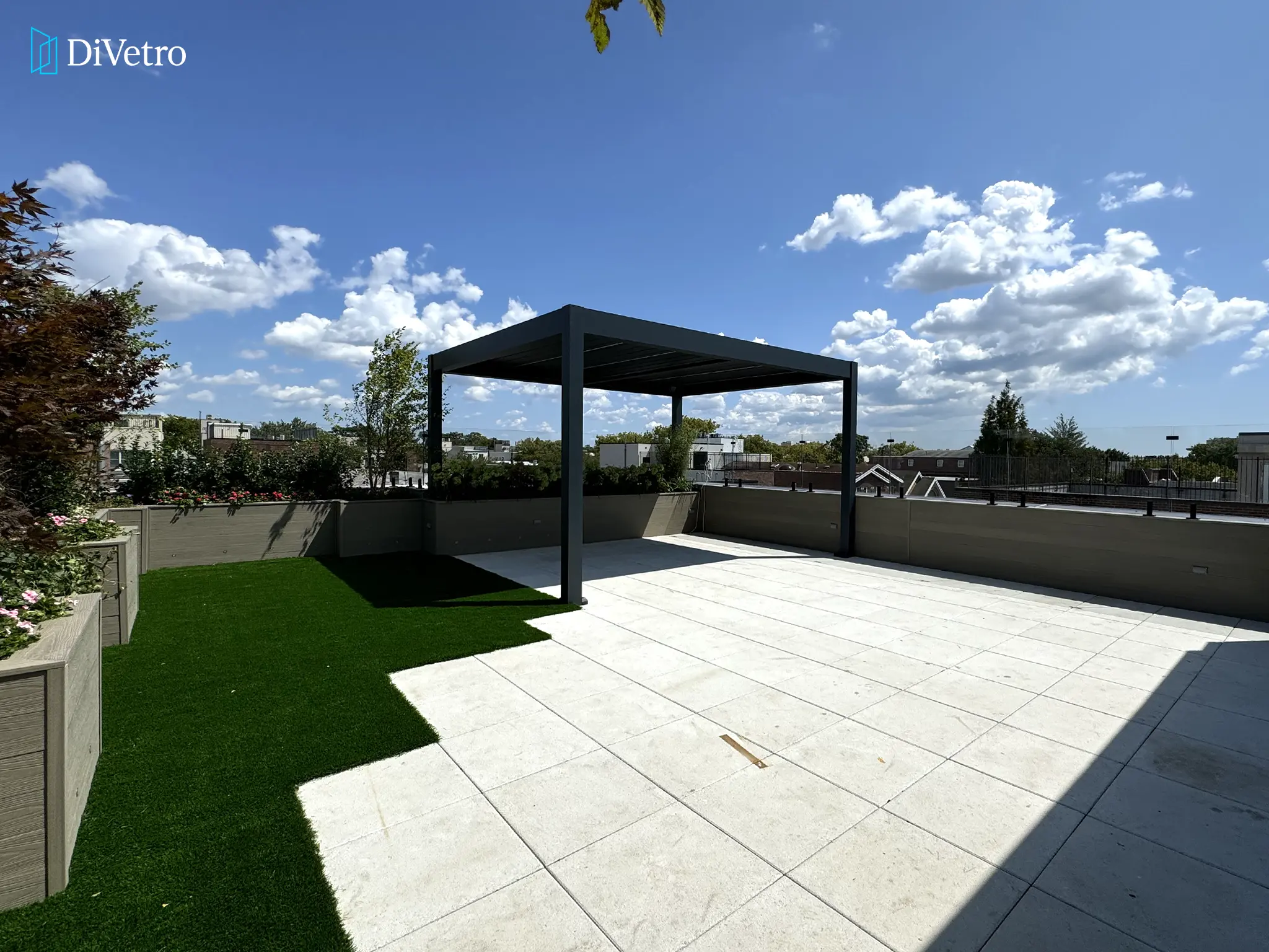 Real project — rooftop terrace installation with pergola structure